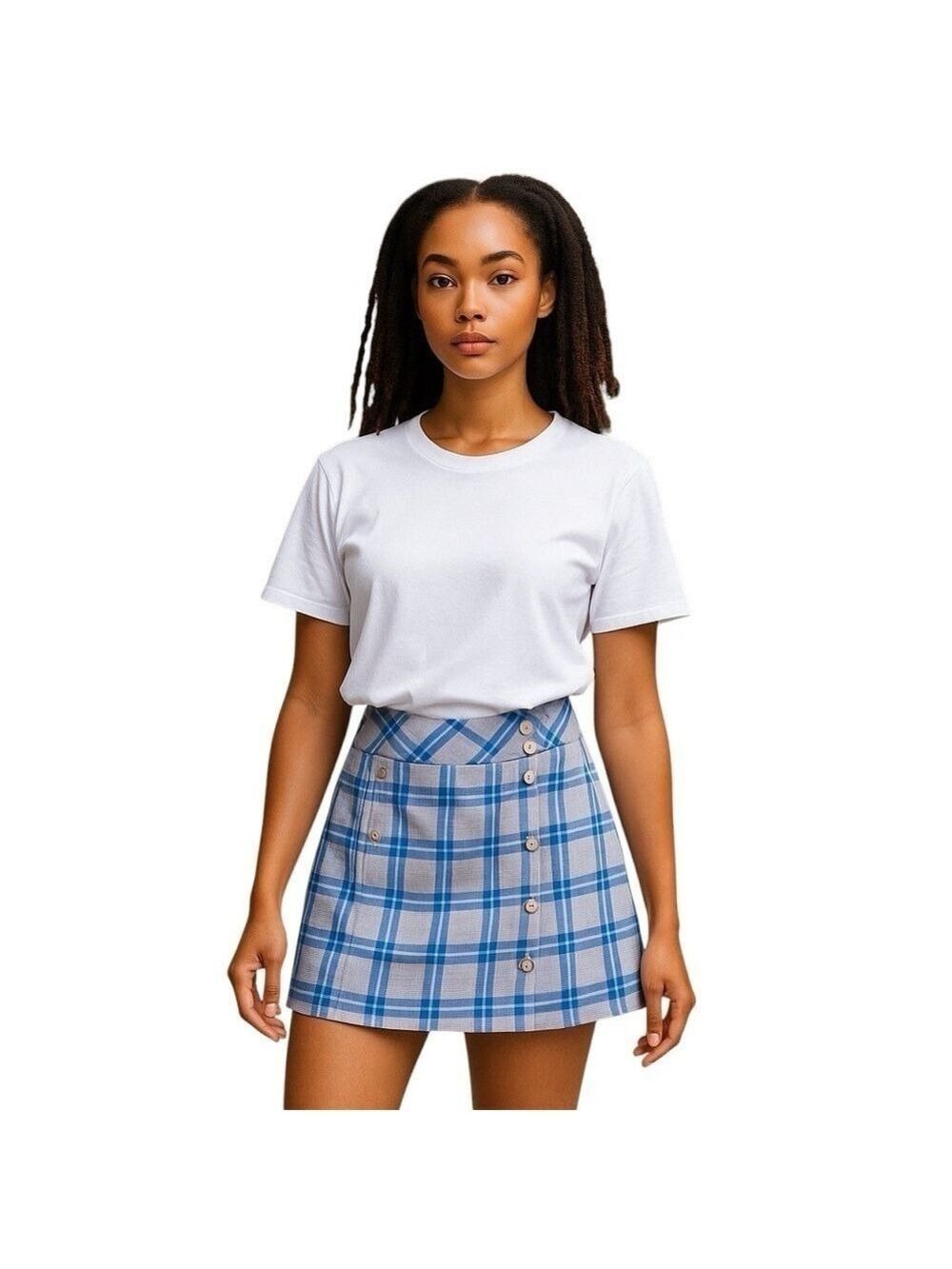 LADY HAGEN Women’s Plaid Golf Skirt Skort Button Detail Purple Tan Size 8